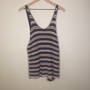 Free People Linen Blend Striped Oversized Knit Tank Size S